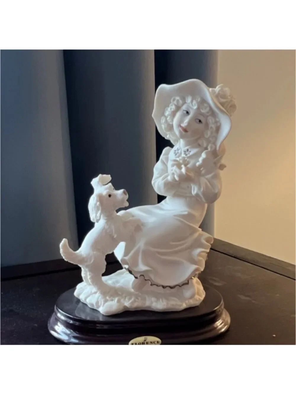 Florence Giuseppe Armani Cherie Girl with Dog Figurine #0242F Wood Base